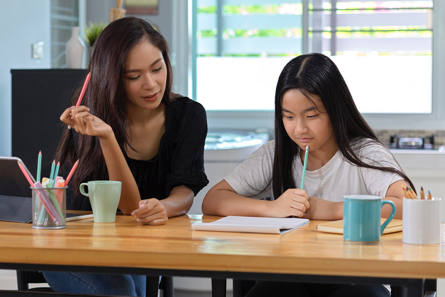 student and tutor together at a desk in Greensboro